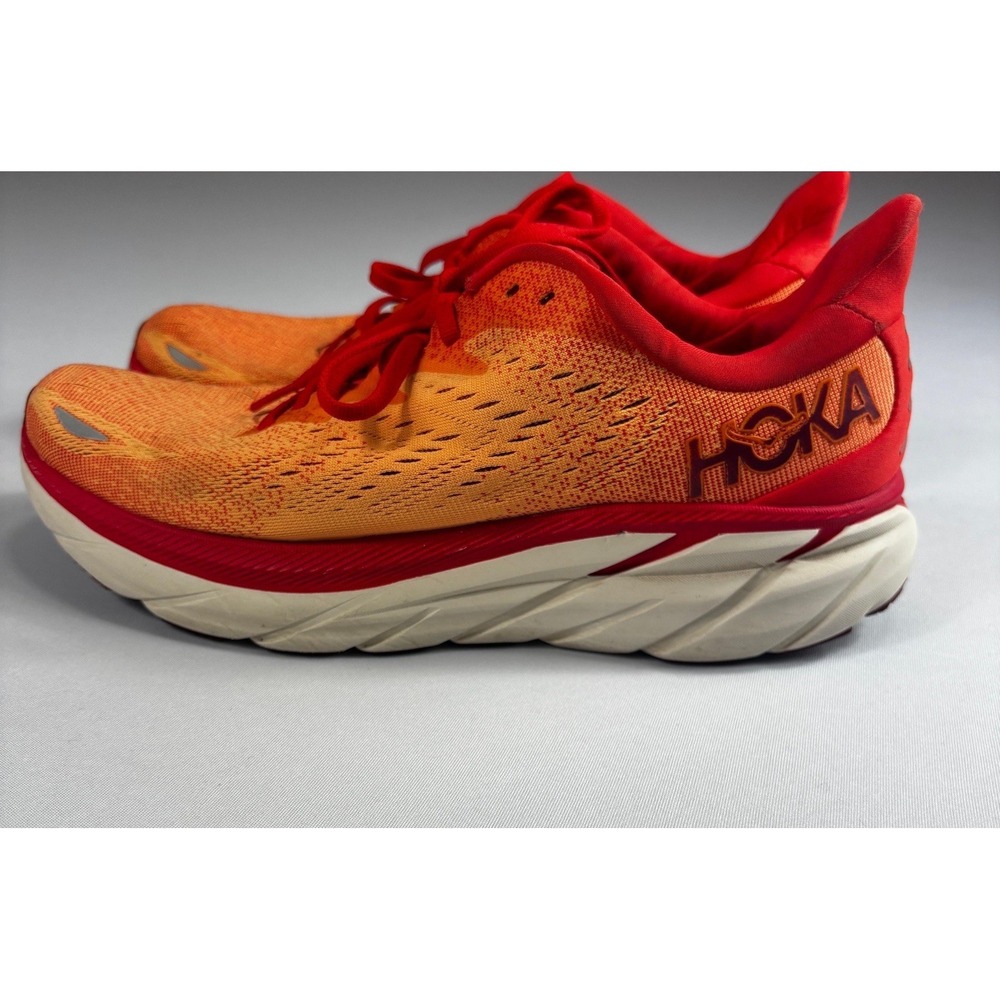 HOKA Clifton 8 Men's Running Shoes Sz 9D Orange Red Lightweight Athletic